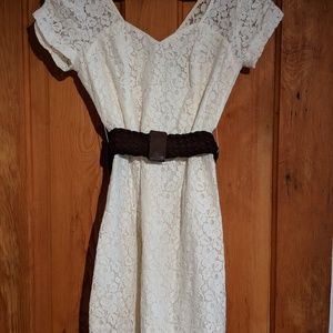 Guess White Lace Dress with Belt